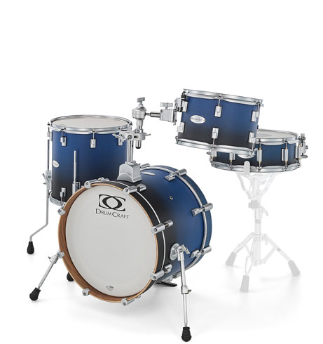 DrumCraft Series 6 Configuration Jazz finish Satin Black To Vivid Blue Fade