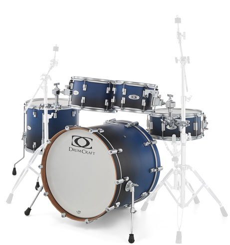 DrumCraft Series 6 Configuration Standard finish Satin Black To Vivid Blue Fade