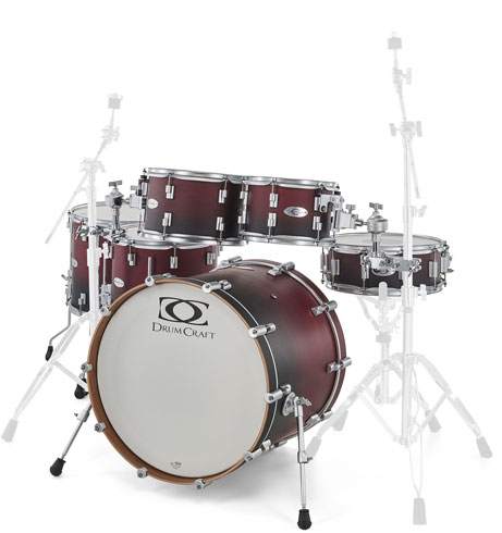 DrumCraft Series 6 Configuration 2up 2Down finish Satin Black To Red Fade